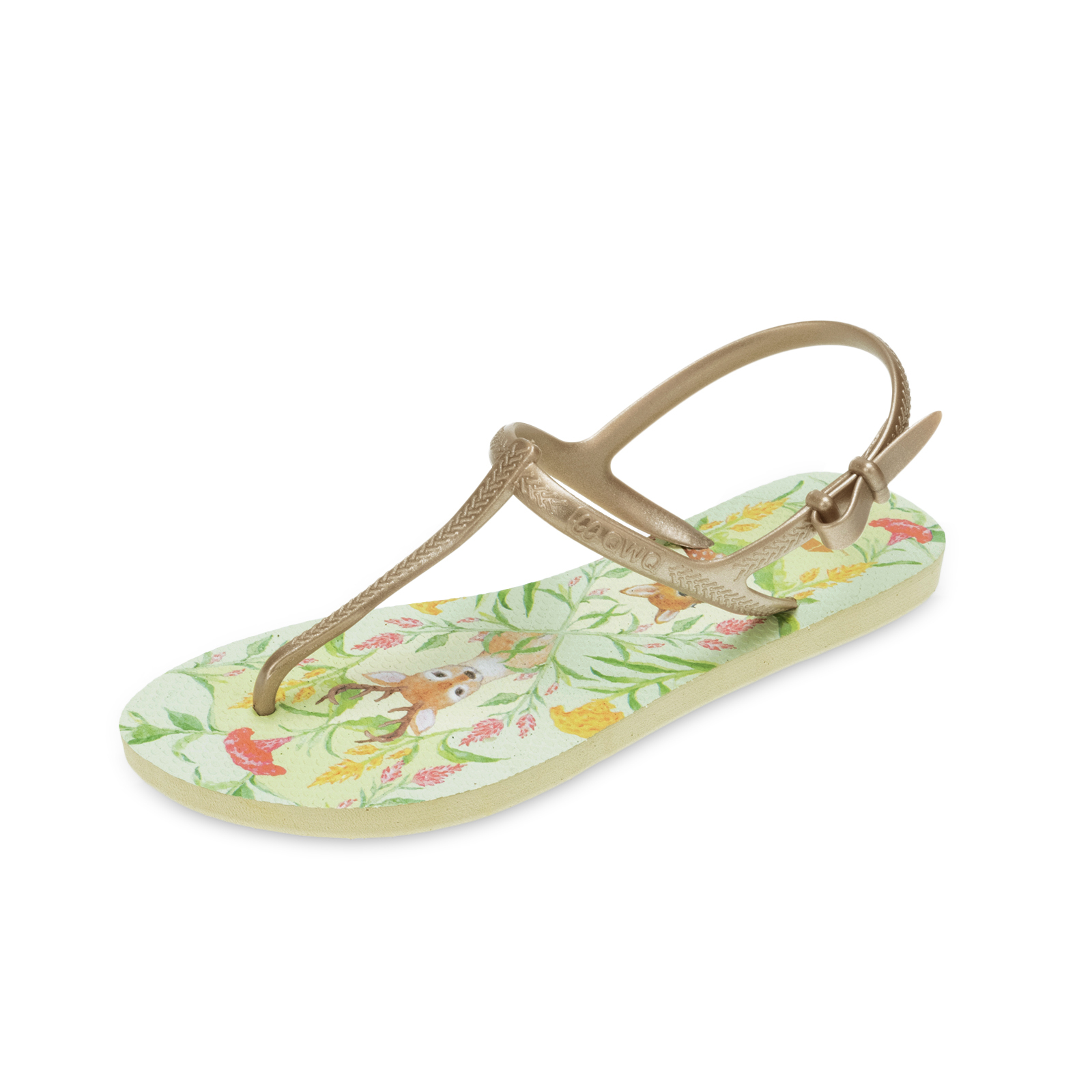 吉文考古-走花路系列 加官晉祿 女款綁帶T字涼鞋  沙金 腳型修長款