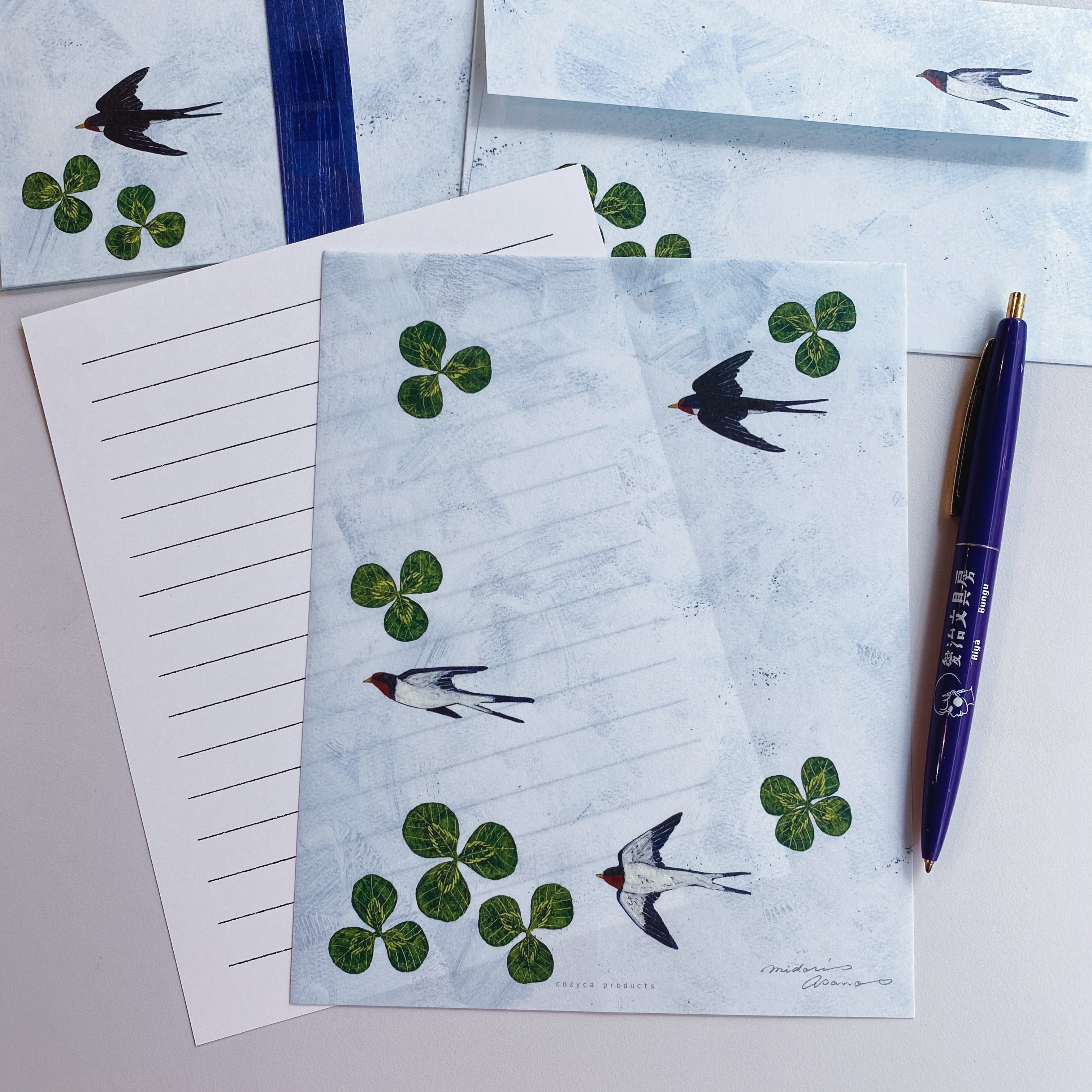 淺野綠:swallows燕子 和紙信紙信封組 日本表現社