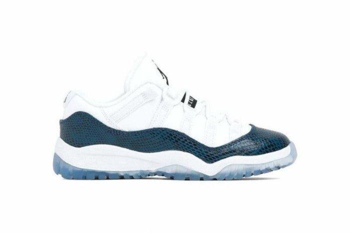 -(E8b)-JORDAN 11 RETRO LOW LE (PS) 中童 藍蛇紋 鞋帶-CD6848 102