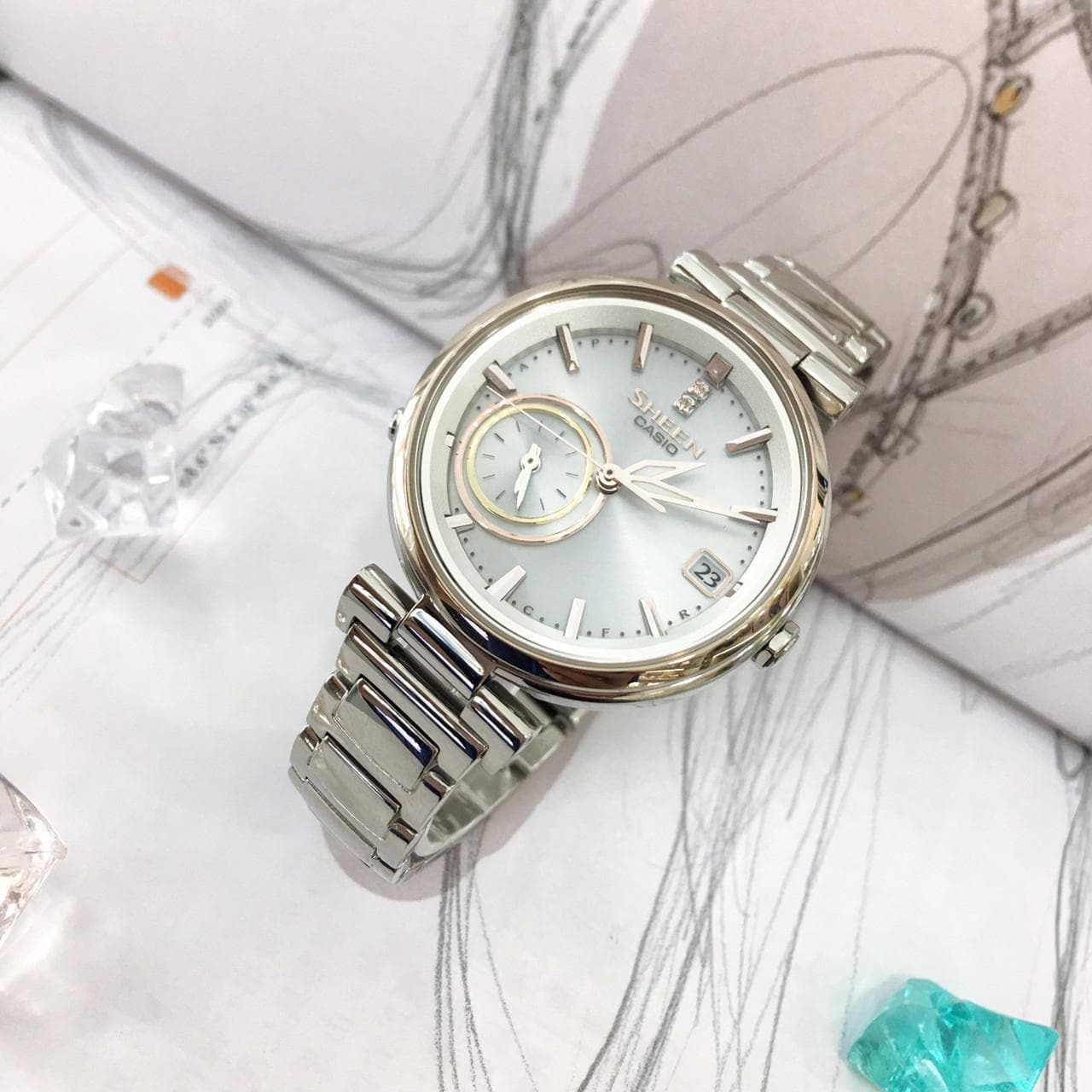 【CASIO 卡西歐】SHEEN 優雅都會藍芽錶 SHB-100SG-7A 35mm  現代鐘錶