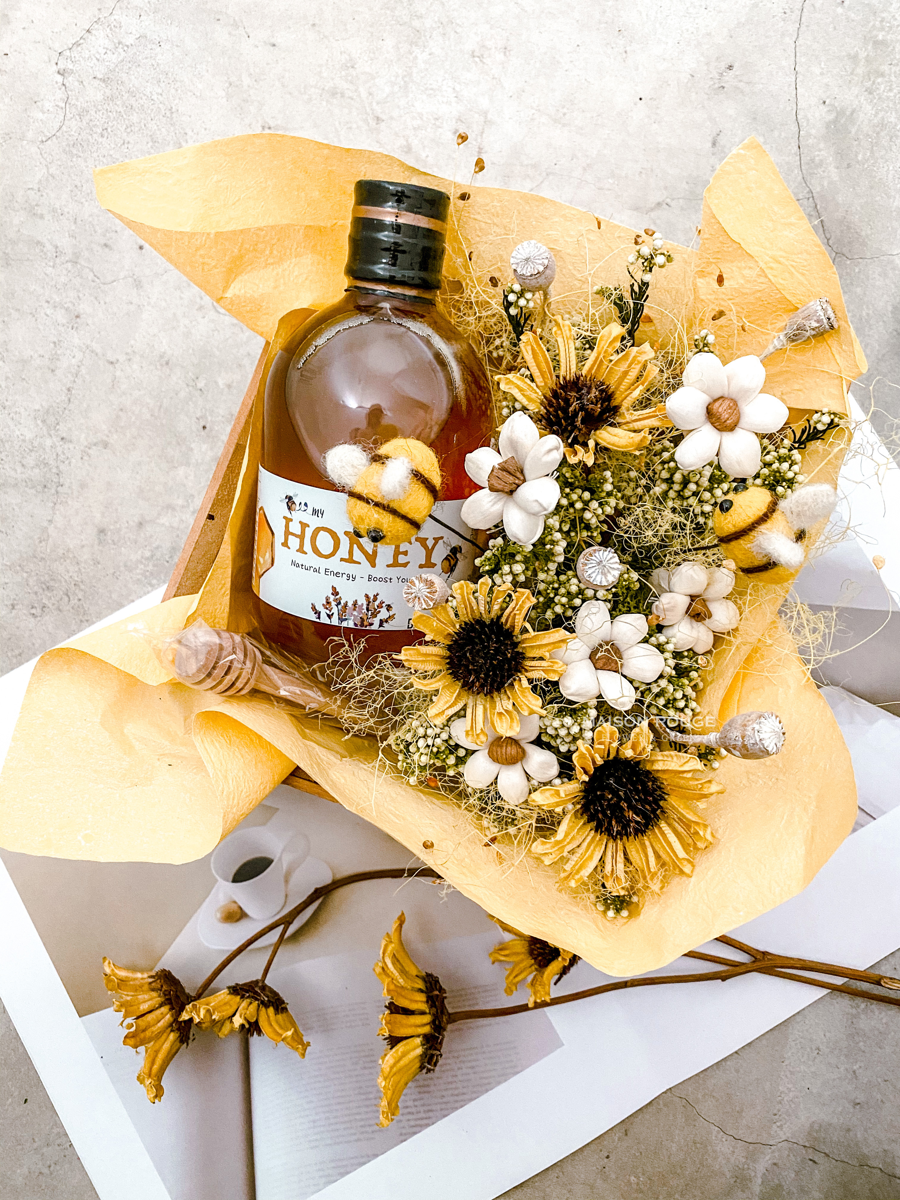 永生花推薦・Bee My Honey・蜂蜜花禮組