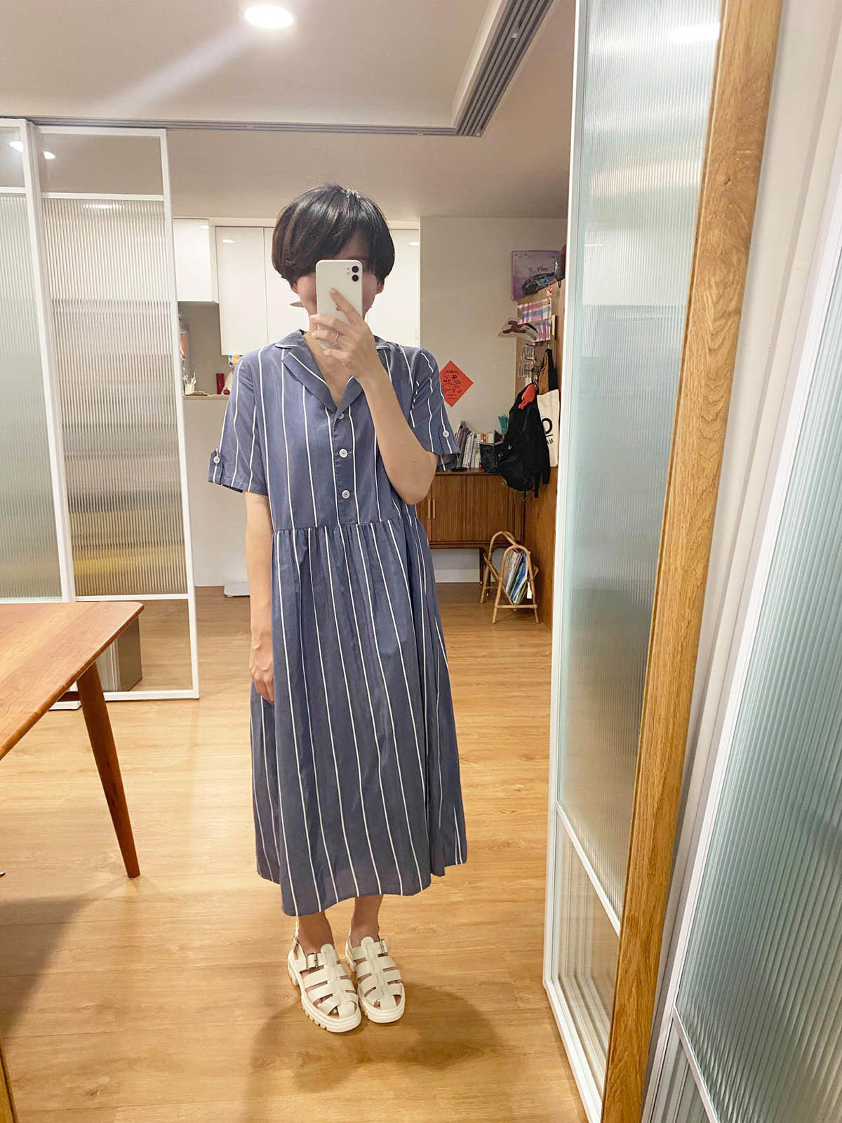 隨風跳舞開襟條紋洋裝-流星