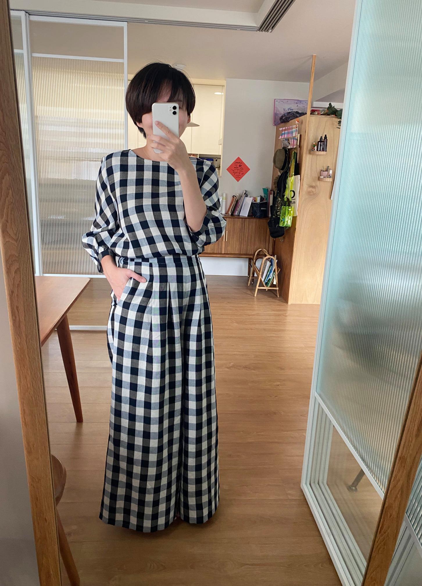 吉爾格子週末上衣-藍