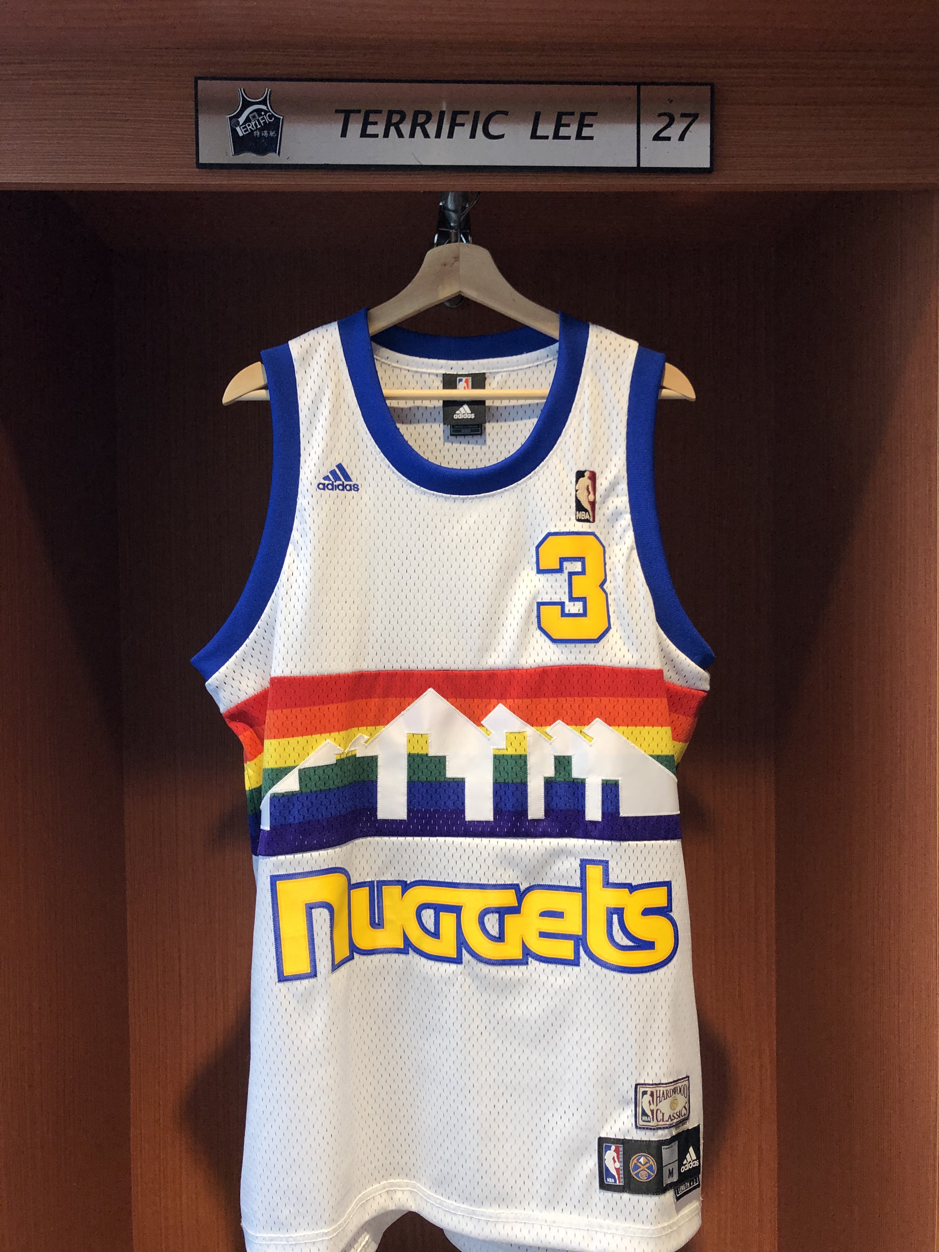 NBA球衣 二手 Ty Lawson 金塊復古 白彩虹 Adidas Swingman 球迷版 電繡 衣況如圖 請詳細參閱