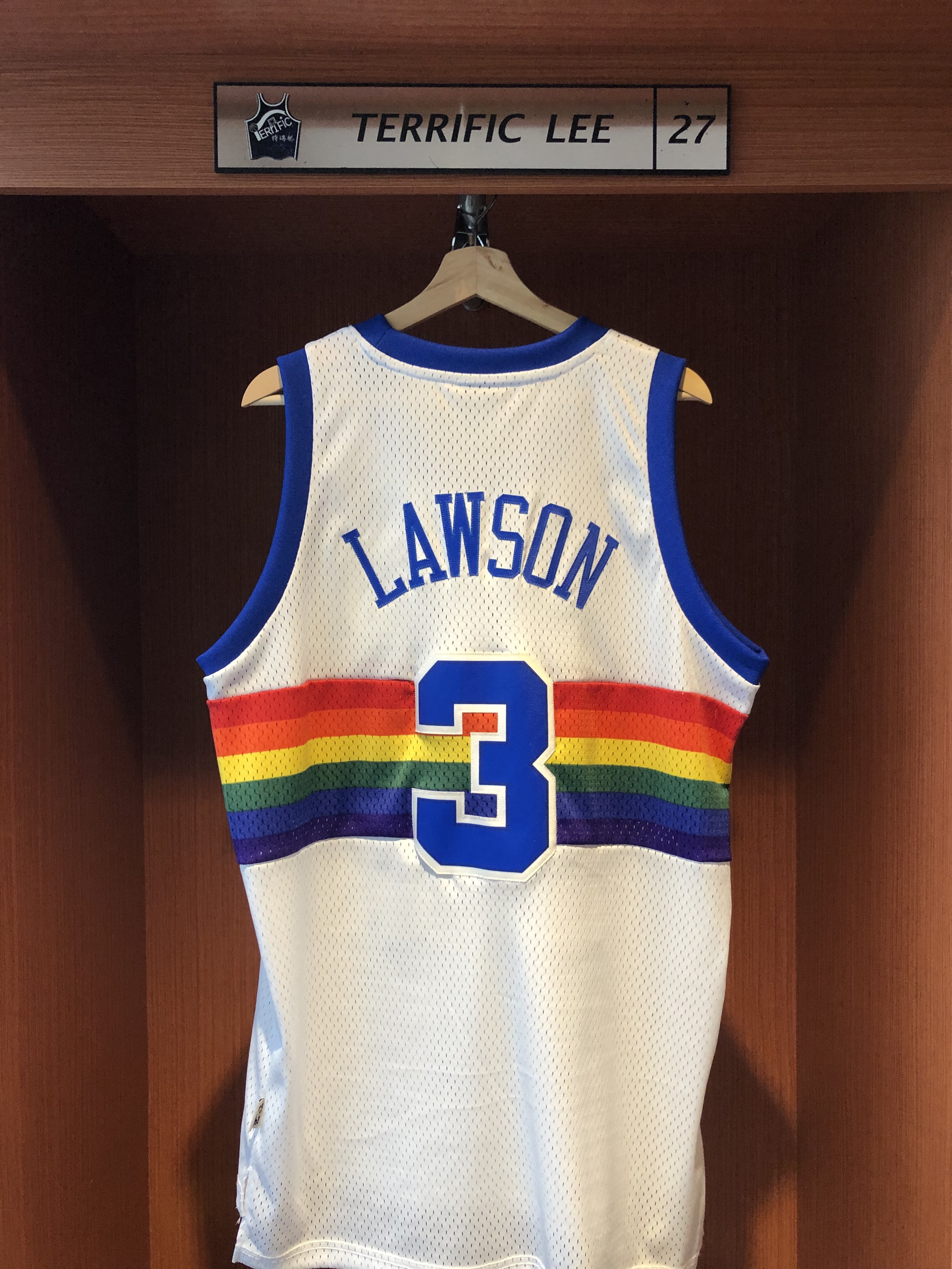 NBA球衣 二手 Ty Lawson 金塊復古 白彩虹 Adidas Swingman 球迷版 電繡 衣況如圖 請詳細參閱