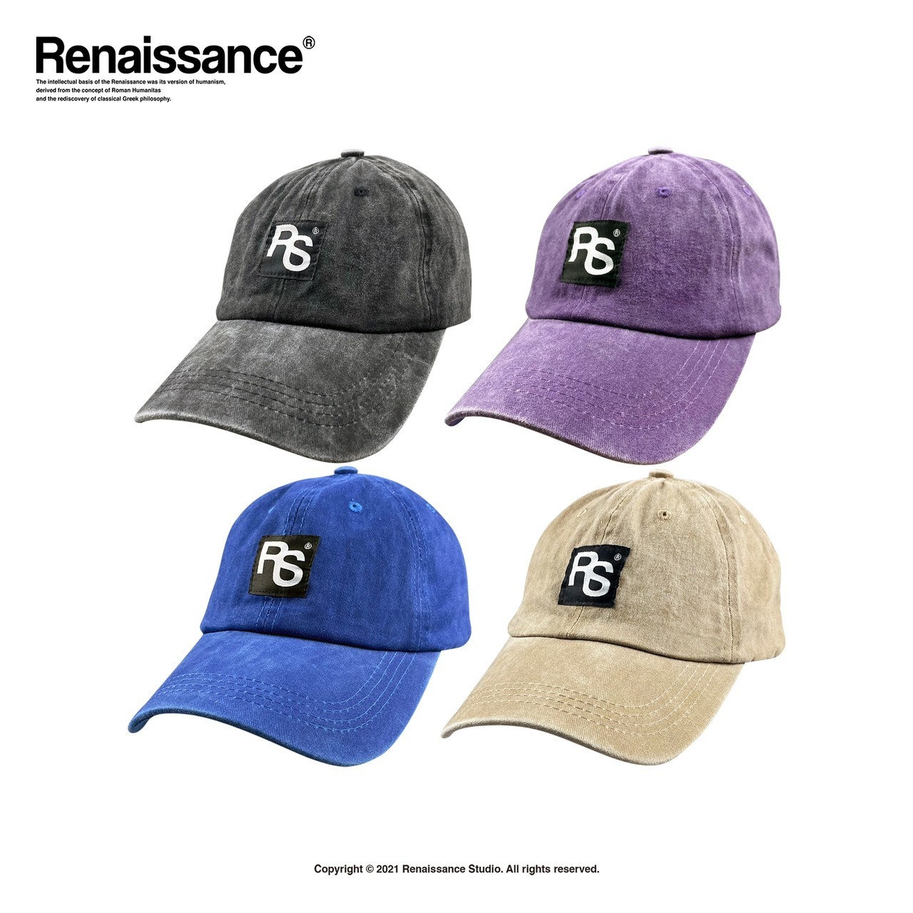 RENAISSANCE 新款 貼布字體Logo  水洗 做舊 老帽 洗舊