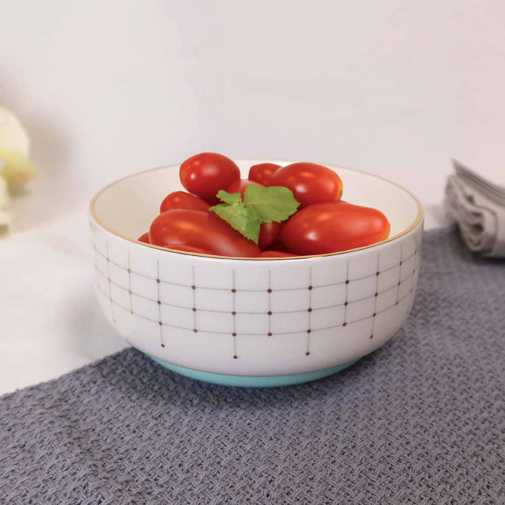 北歐輕奢典雅描金4.5吋陶瓷飯碗