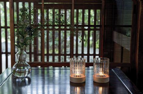 廣田硝子 義山百景 江戶切子 千本格子燭台