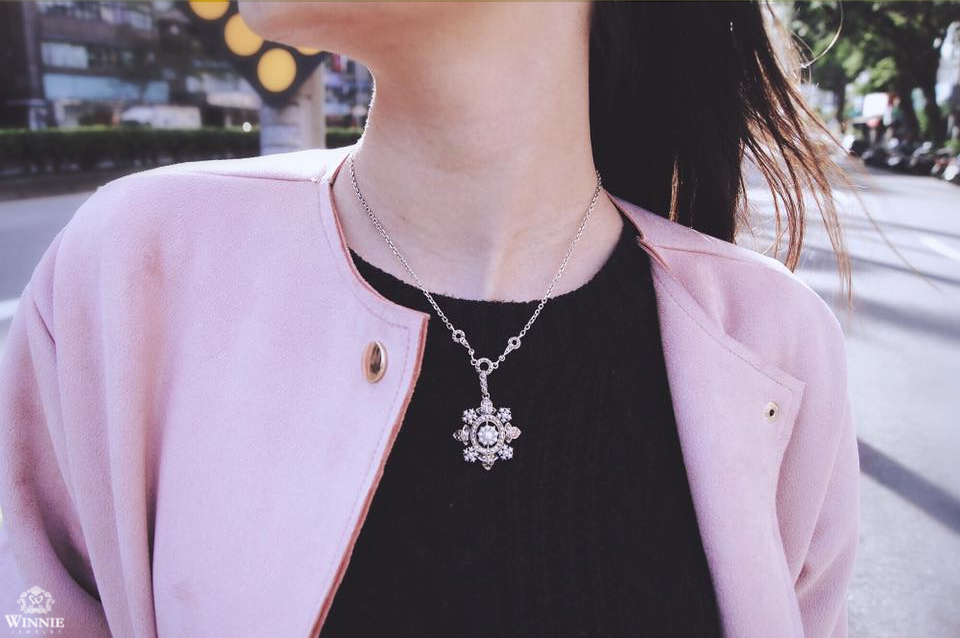 花型米珠馬克賽石項鍊