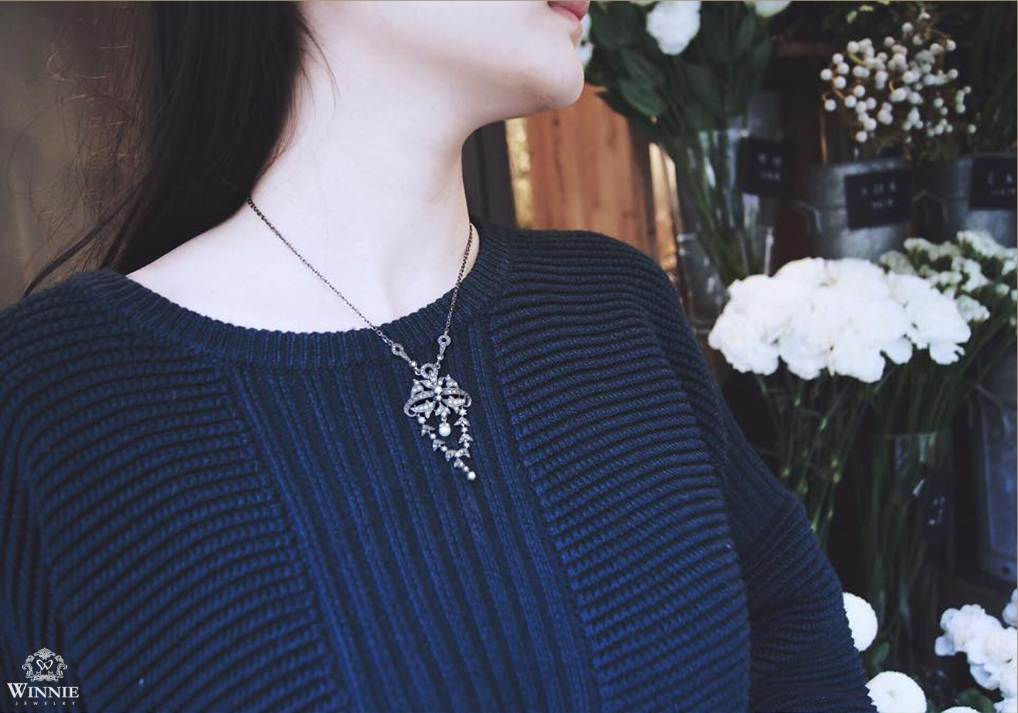 典雅小米珠垂墜項鍊