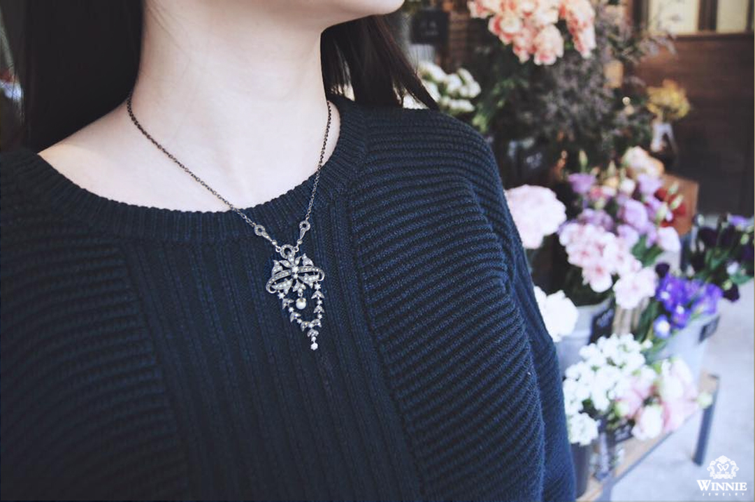 典雅小米珠垂墜項鍊