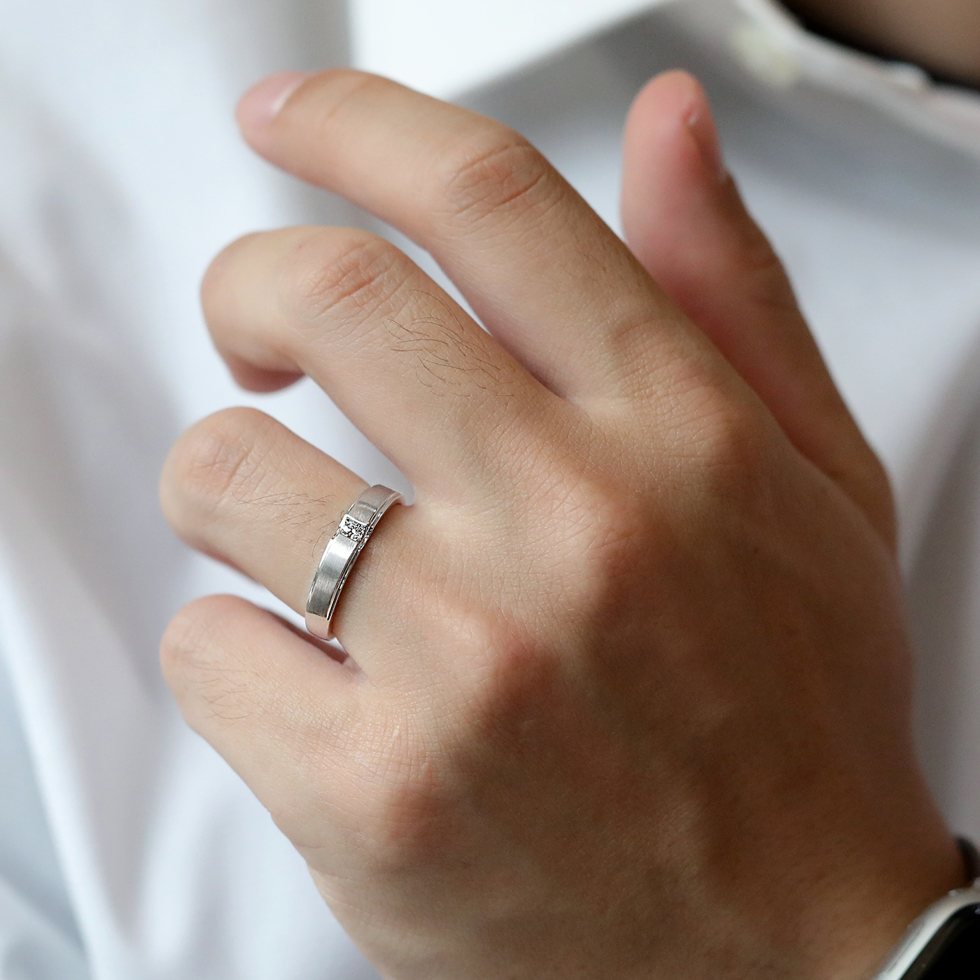 簡單 — 7分鑽石男戒(霧面)