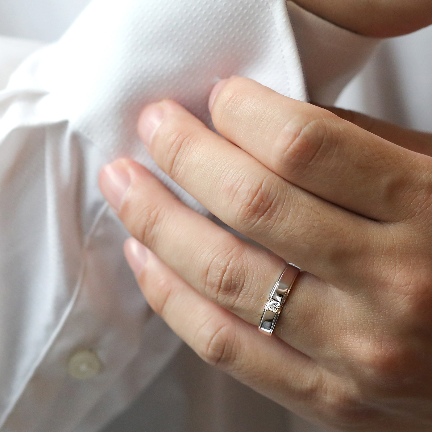 簡單 — 7分鑽石男戒(亮面)