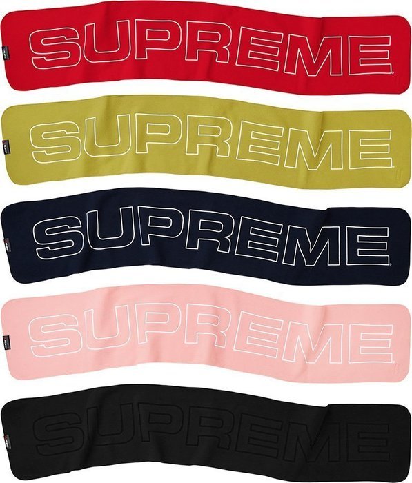-(C012)-Supreme Polartec Logo Scarf Red 圍巾 全黑/紅白-FW17A96