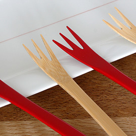 甲斐のぶお工房 竹製點心叉 原色