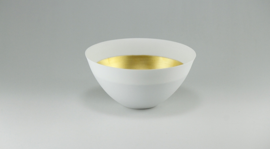 やま平窯 蛋殼碗 M (白/金)