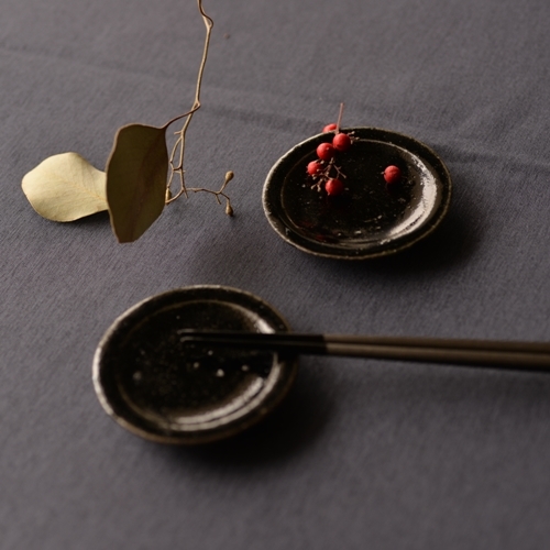大原光一 黑釉圓盤 7 cm