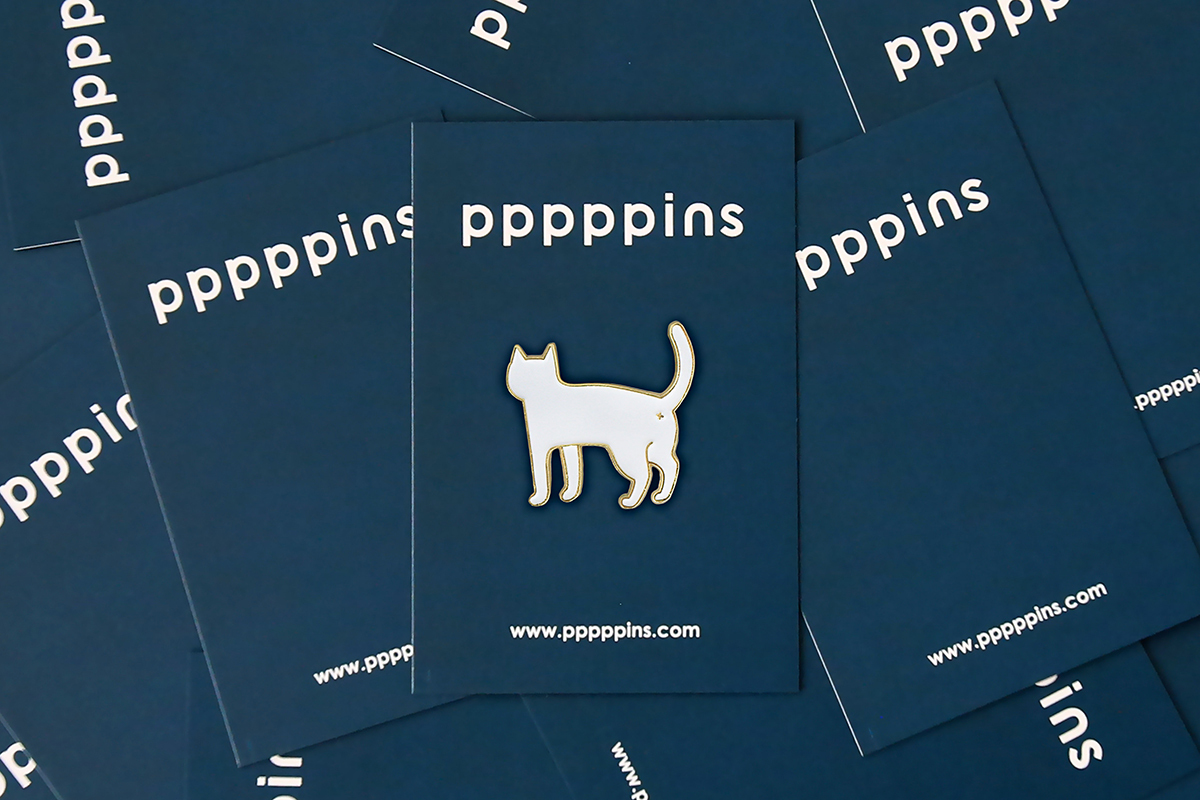 小白貓 琺瑯別針 胸章｜pppppins