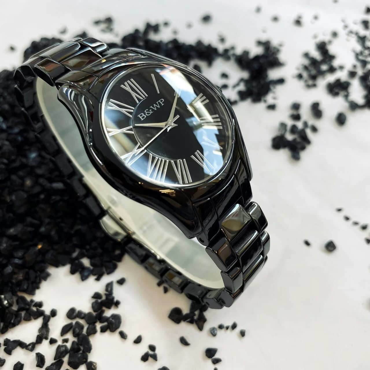 【B&WP】 Black Roman Number Quartz Watch BWP5103-3L  36mm Modern Watch