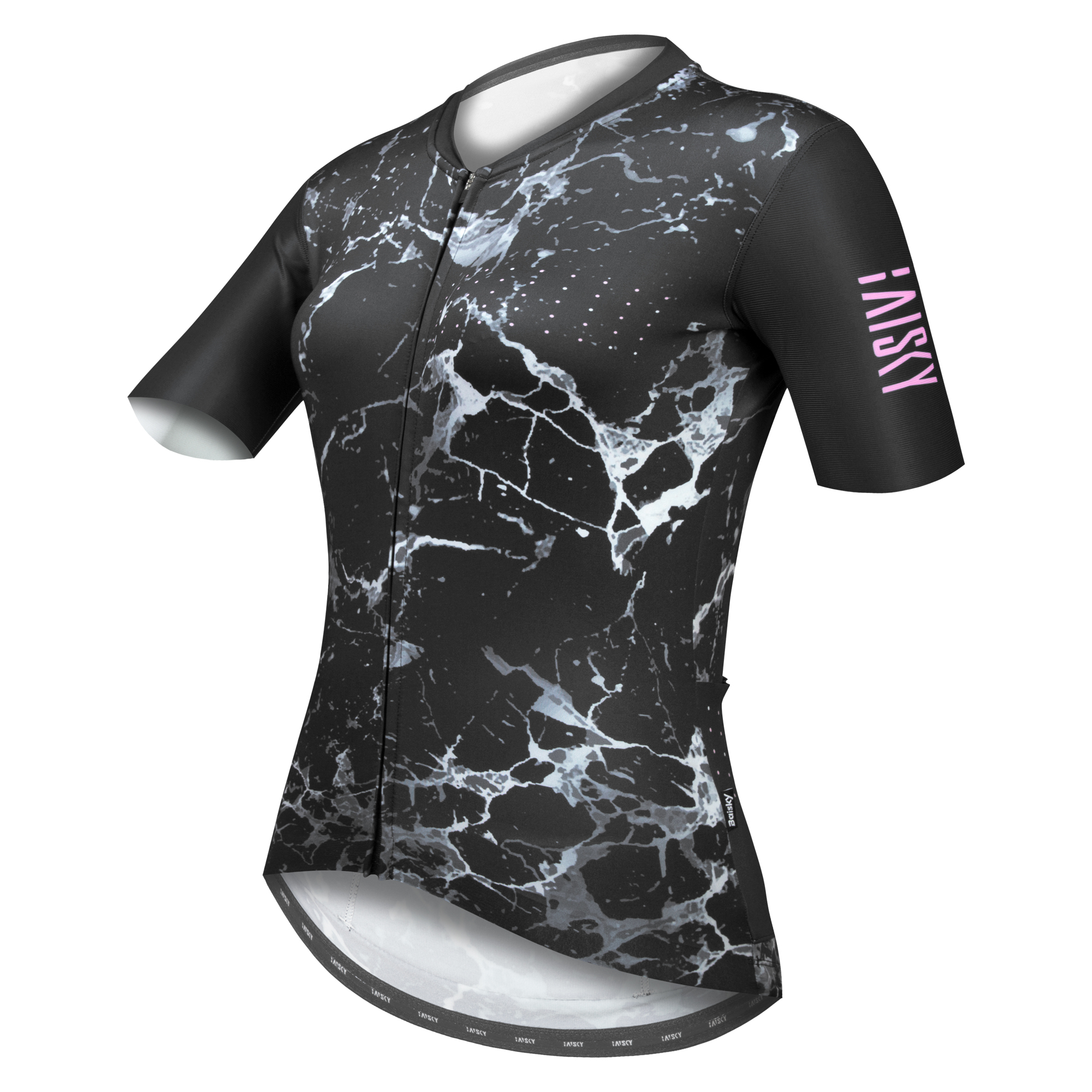 女款空力短車衣 大理石 黑