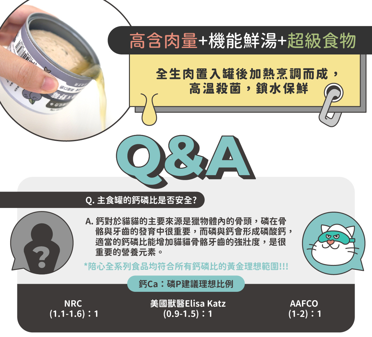 ◆ 符合AAFCO&NRC建議之營養標準，適合全齡貓咪食用 ◆ 用寒天和蒟蒻取代爭議性膠類、零澱粉、零穀物 ◆ 適合貓貓的黃金比例：95%動物性食材+2%植物性食材+3%必需營養素&超級食物 ◆ 添加嬰兒奶粉等級半乳寡糖，鞏固腸道健康 ◆ 含有大量水分的軟嫩質地，輕鬆舔食不費力