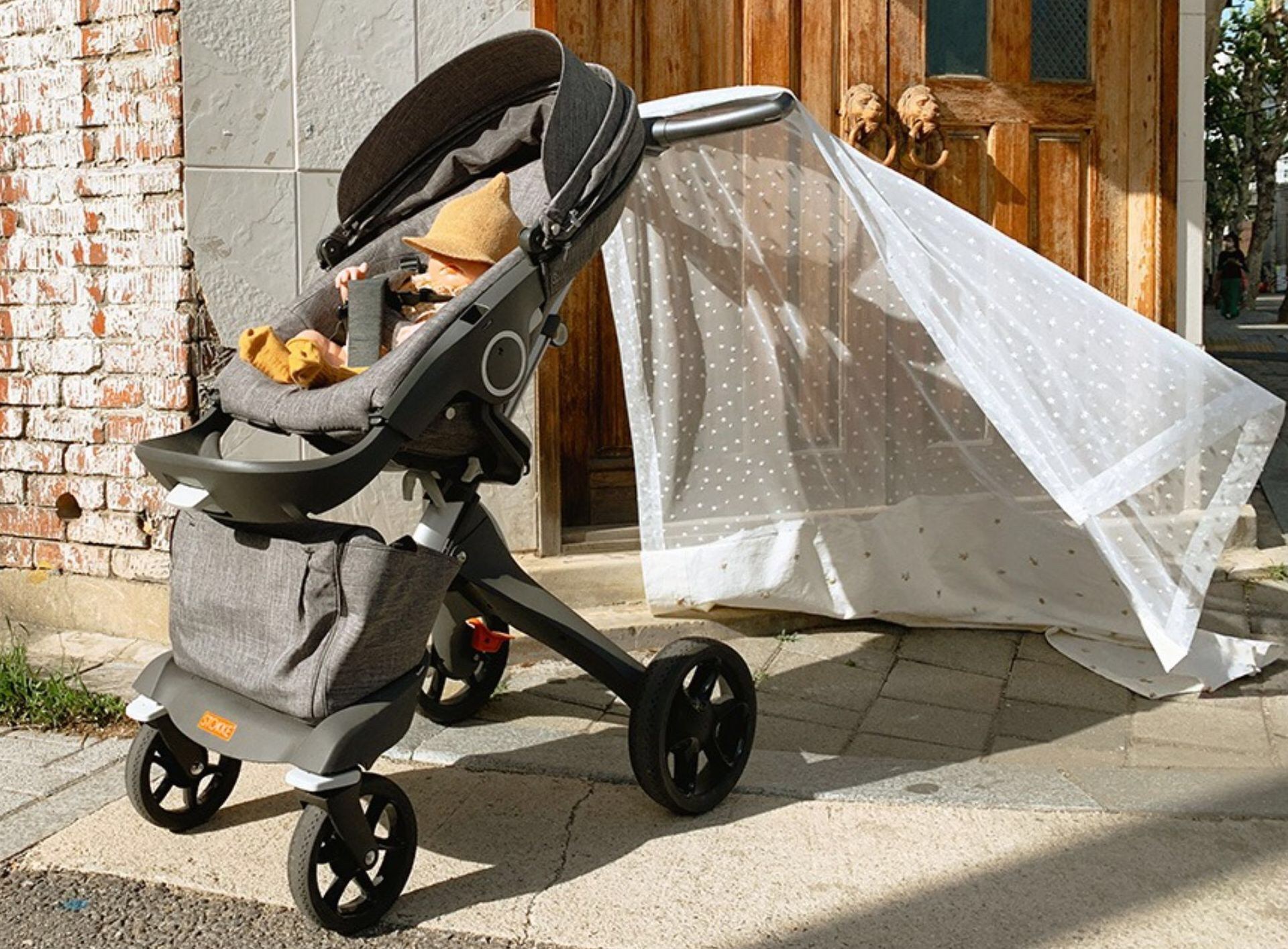 多功能刺繡透氣防蚊推車罩