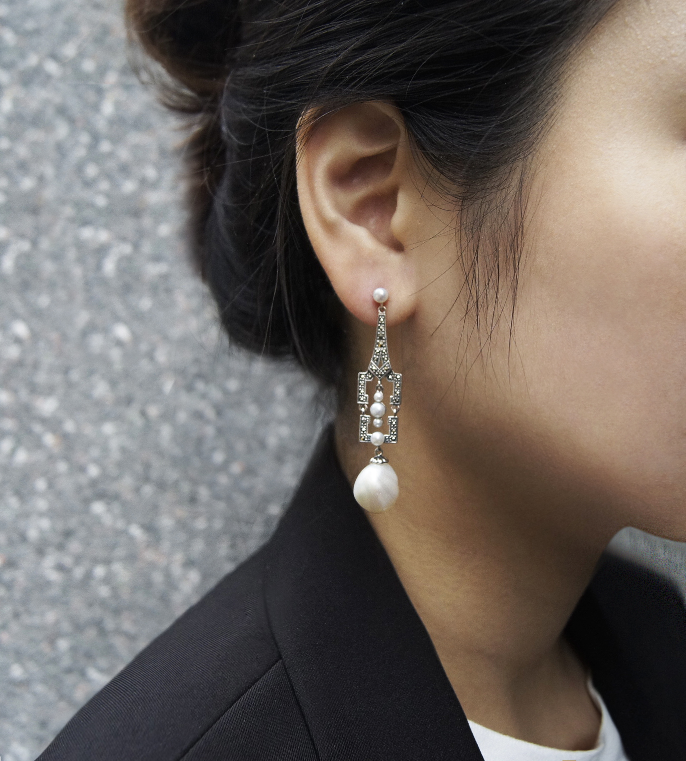 巴黎鐵塔珍珠耳環