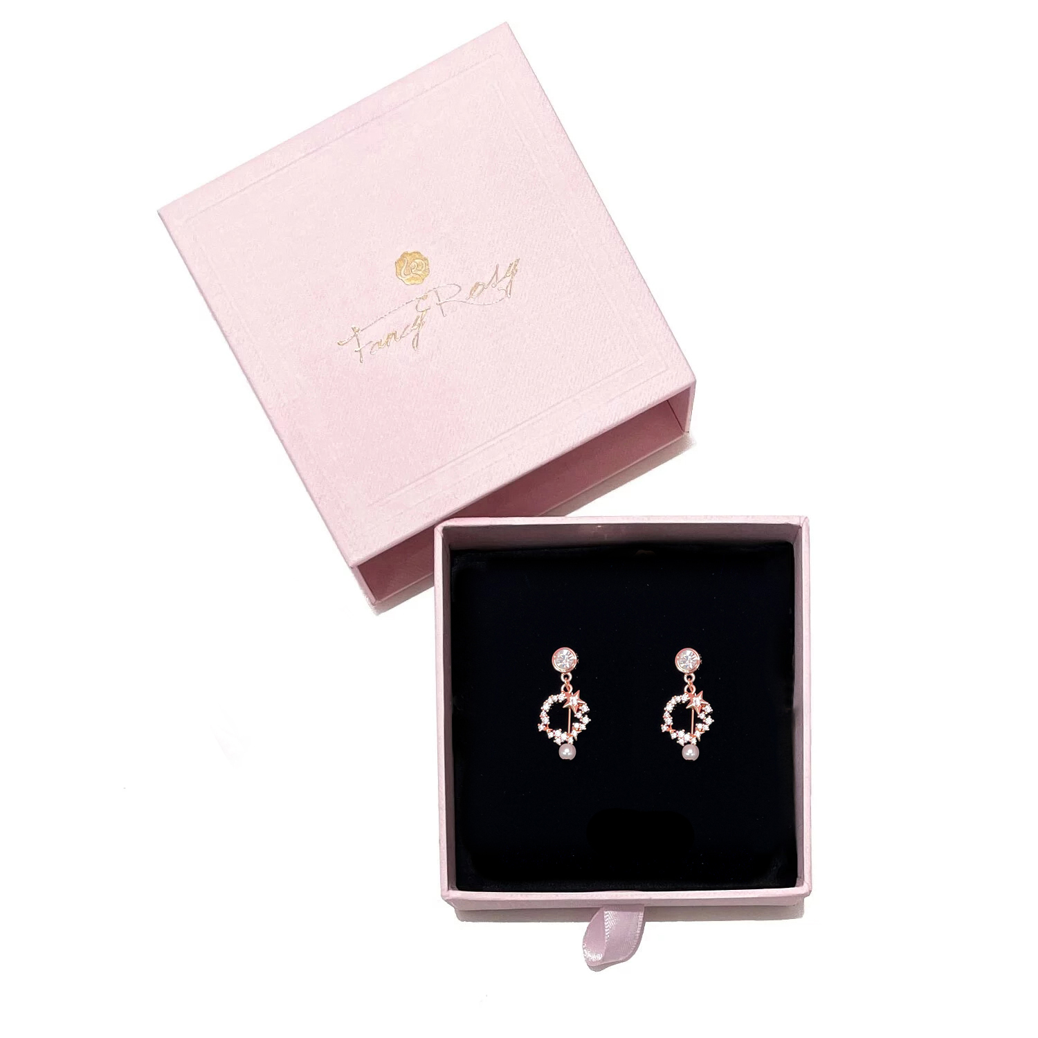 925 Sterling Silver Starry Pearl Earings(Rose Gold)