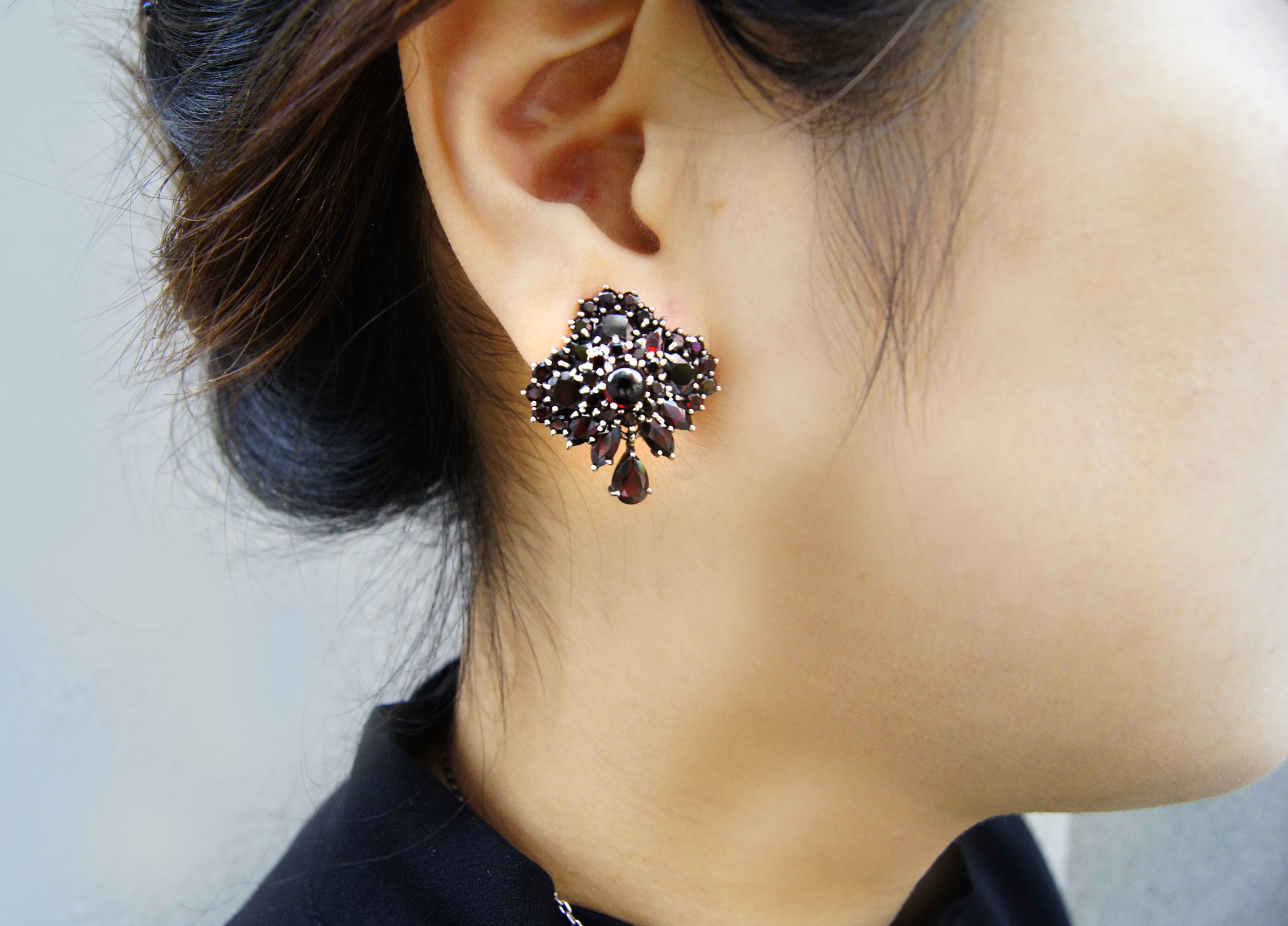 紅榴石方形耳環(OP0652)