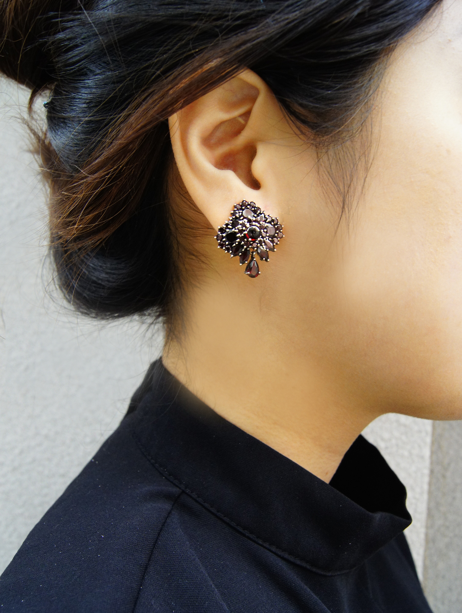 紅榴石方形耳環(OP0652)