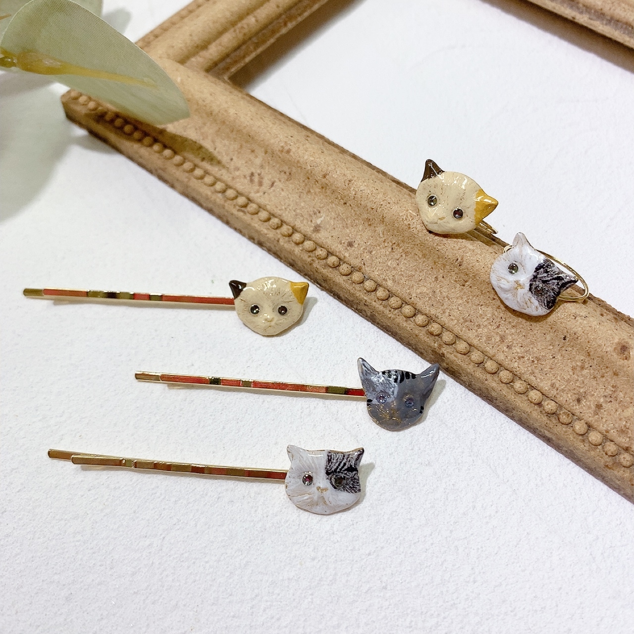 [日本制] 貓咪臉耳環/戒指/髮夾