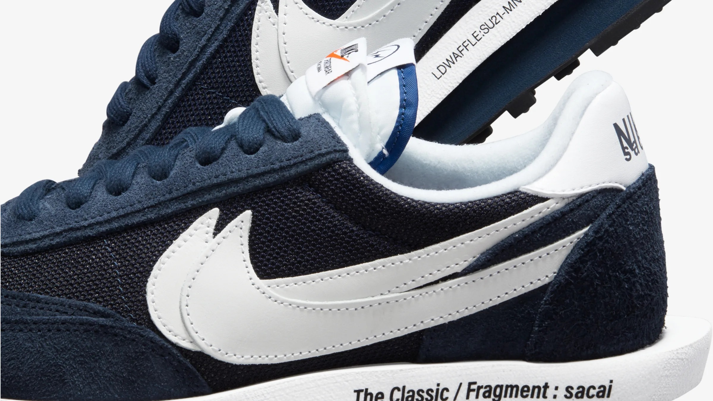 Sacai x fragment design x Nike LDWaffle '' Blue Void ''
