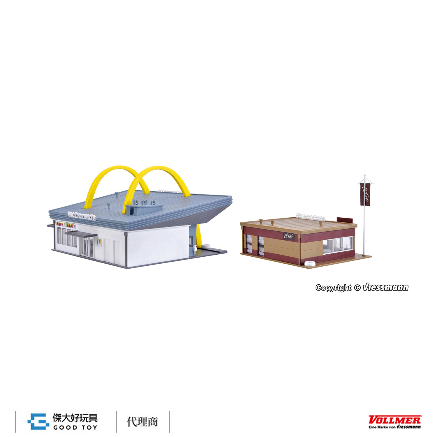 Vollmer 43635 HO McDonald`s fast food restaurant with McCafé