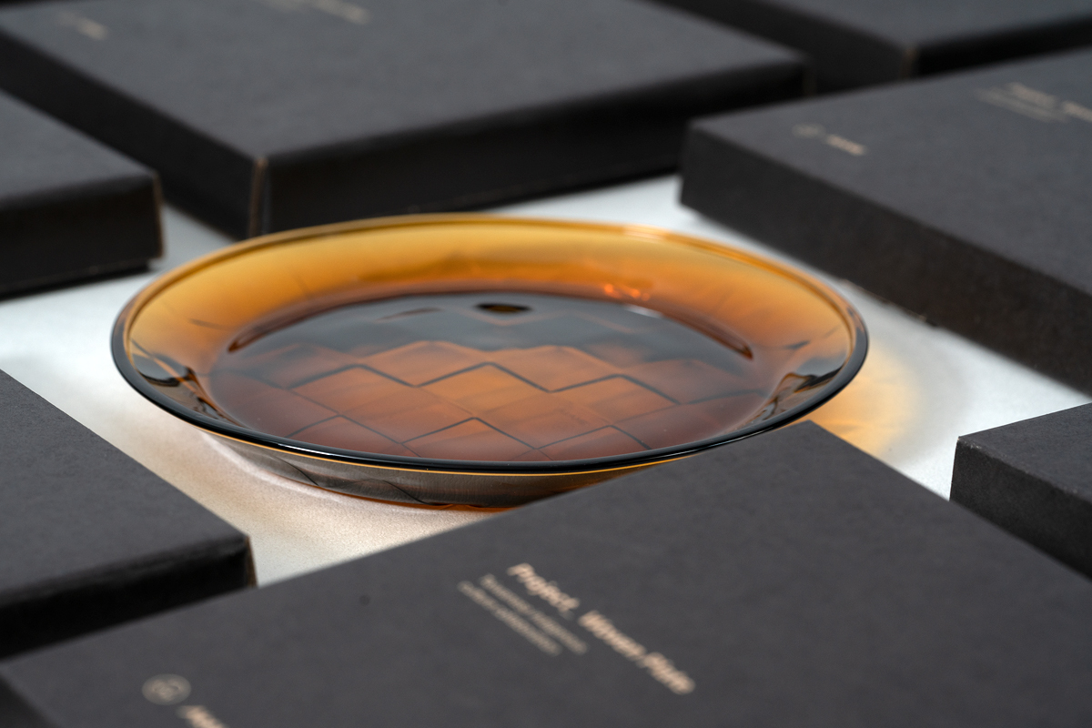 琥珀色玻璃編織盤,玻璃盤,環保包裝