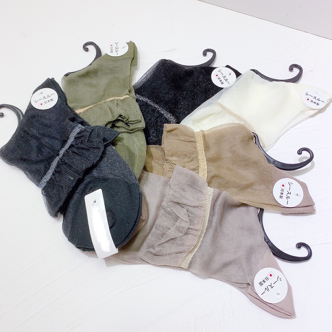 [日本制]荷葉邊網紗短襪 (120元3對)