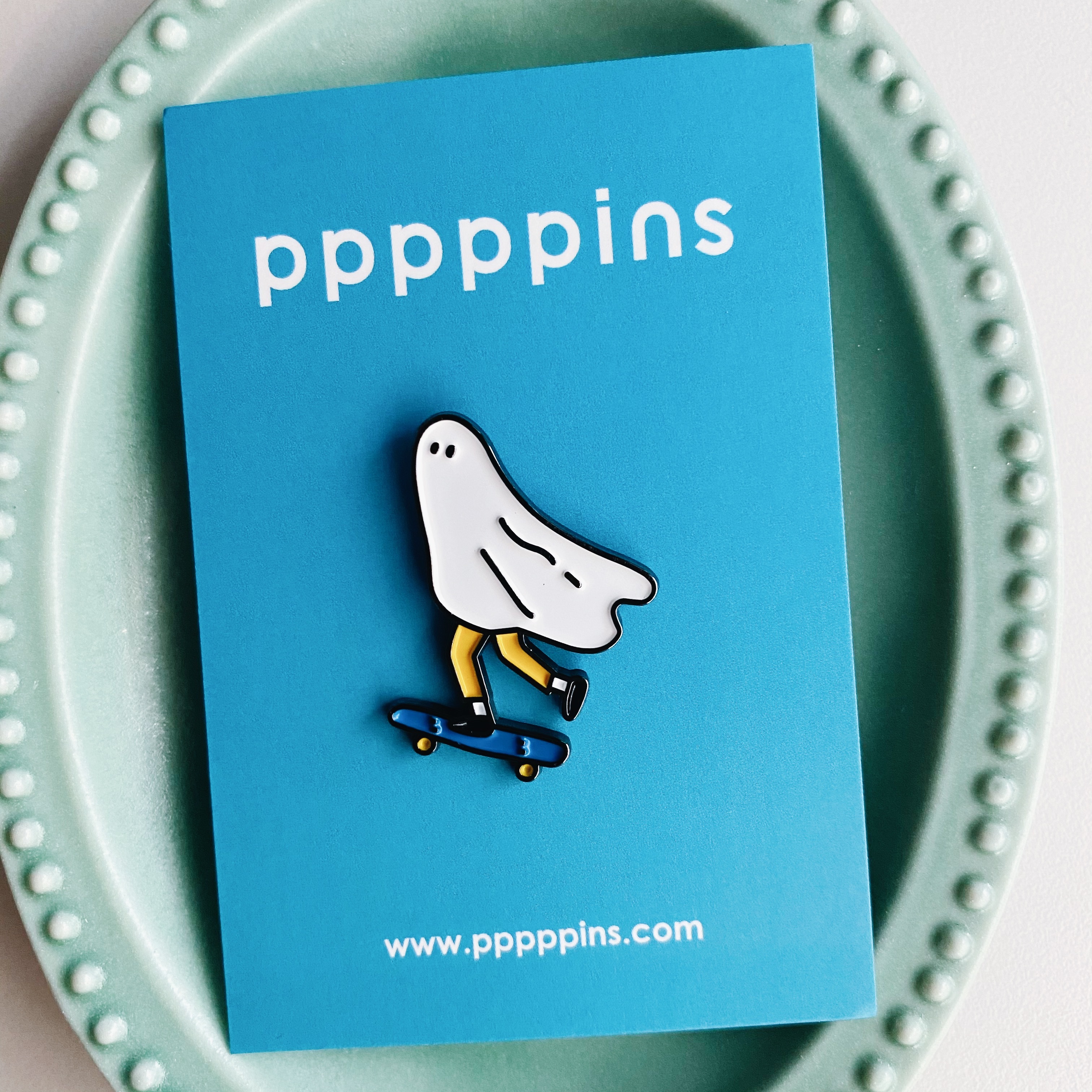 藍色滑板鬼 琺瑯別針 胸章｜pppppins
