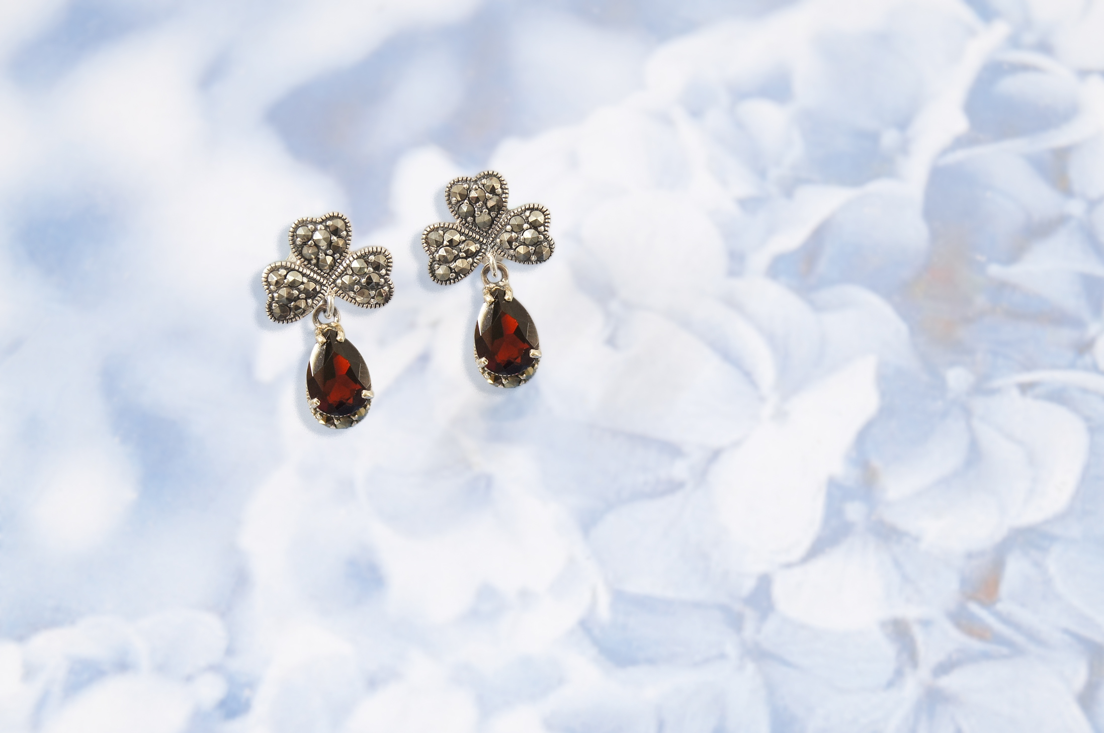 石榴石幸運草耳環（OP0448）