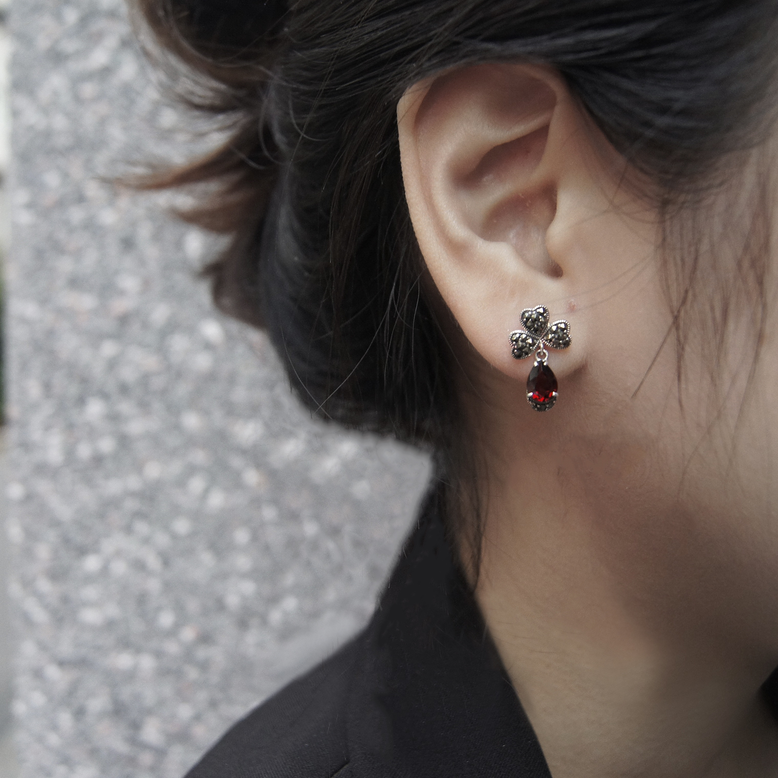 石榴石幸運草耳環（OP0448）