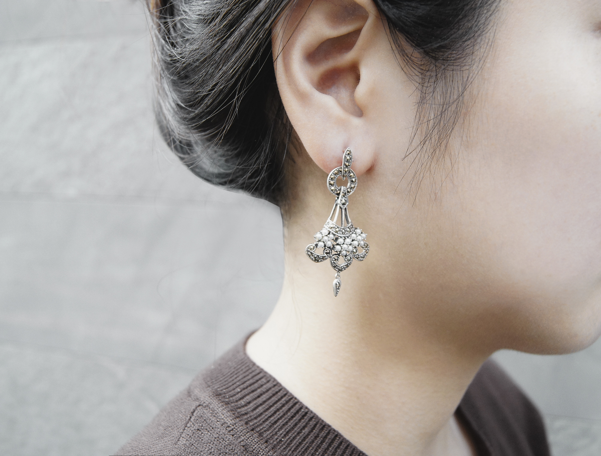 華麗珍珠裙襬耳環