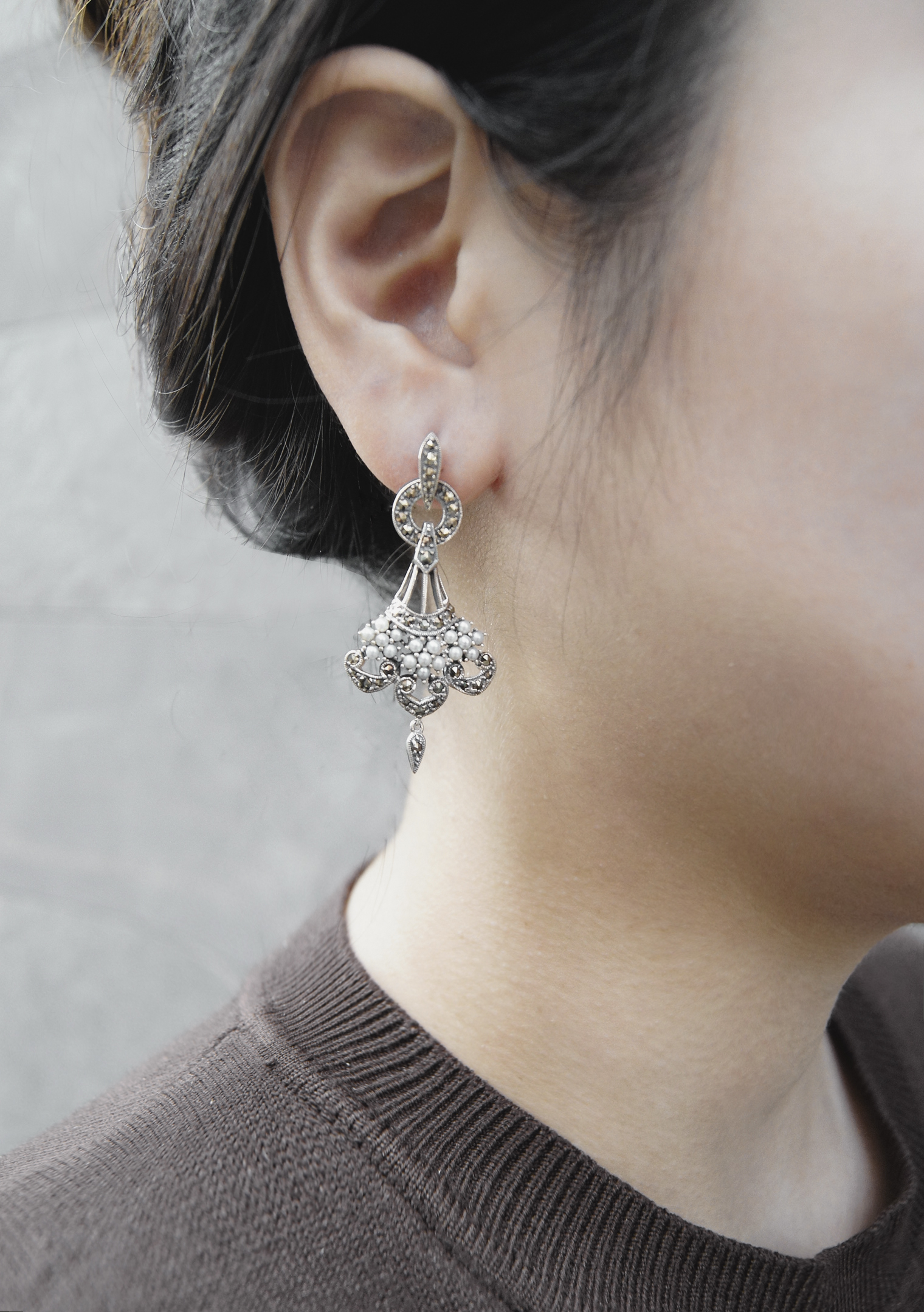 華麗珍珠裙襬耳環