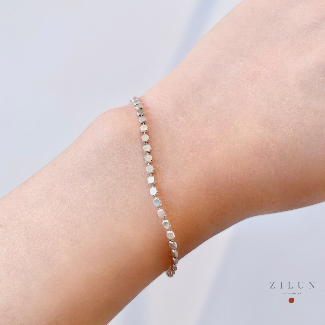 │簡約│高質感 • 扁珠 • 手鍊 • 純銀手鍊 • 925silver