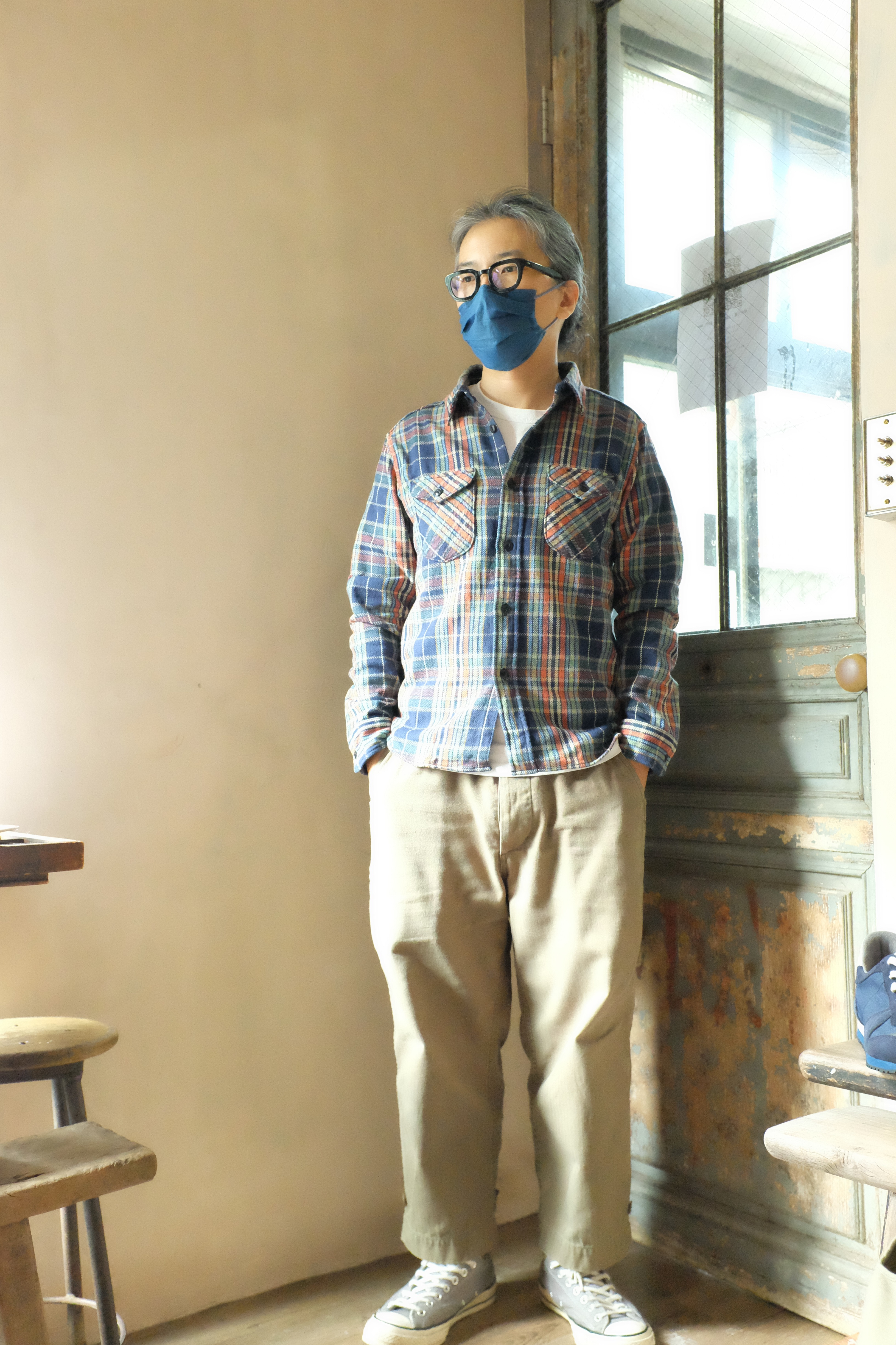 UES 法蘭絨襯衫 NAVY / ORANGE