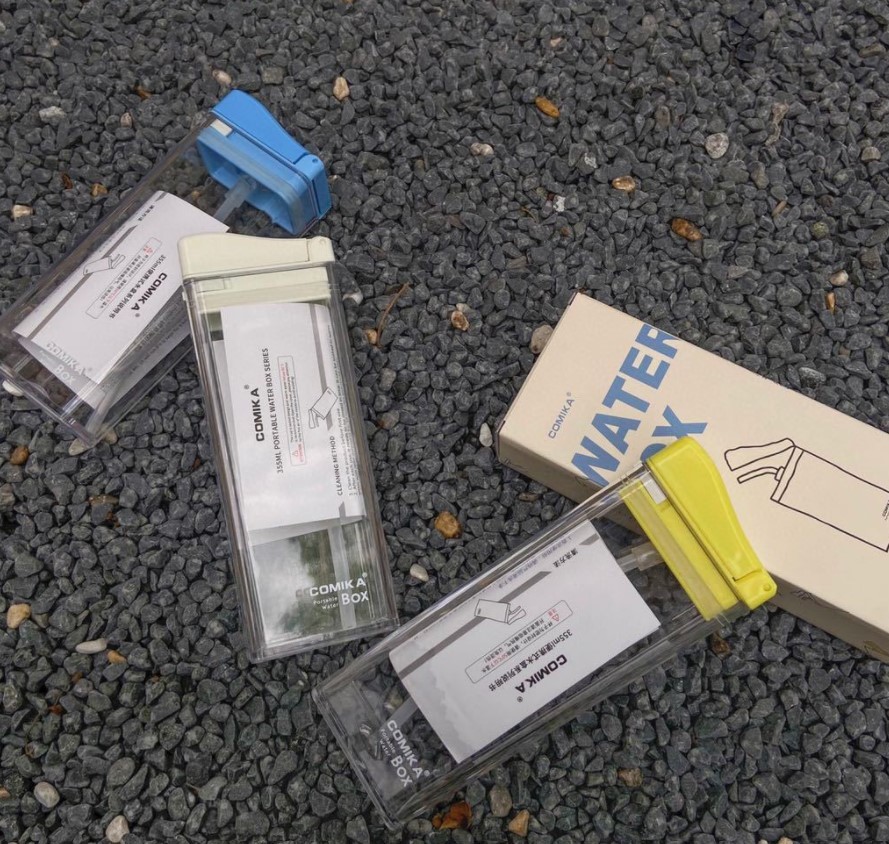 新款透明簡約吸管杯 | 盒子水樽 | 上學 | 戶外健身 | 防漏 (逢星期日截單後7-14個工作天發貨)