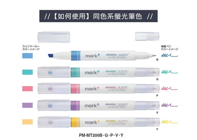 Mark+ 獨角仙螢光筆粗細兩用 同色系 - KOKUYO