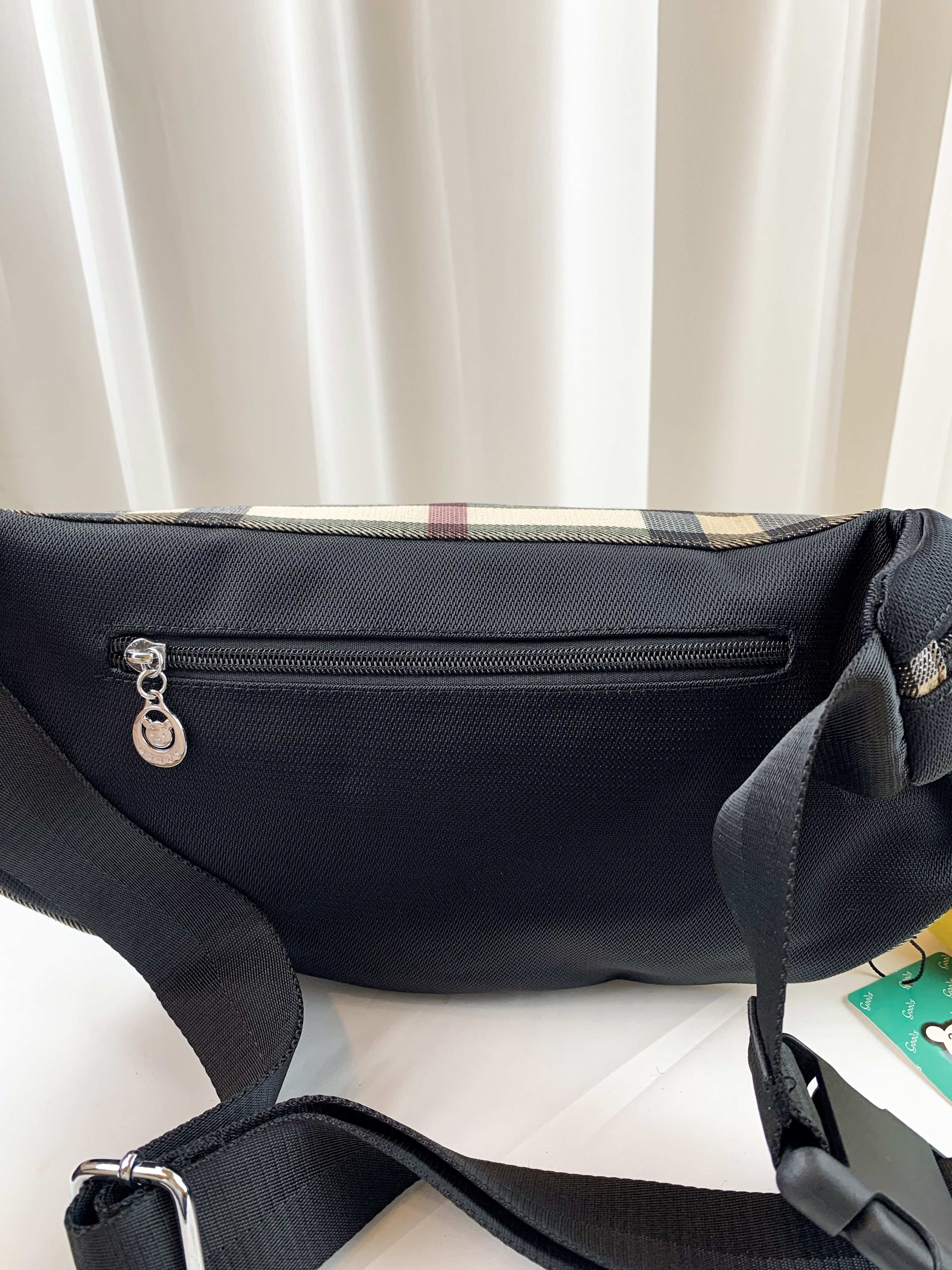 GOODS 黑格紋防潑水側背包 / 腰包  #2240