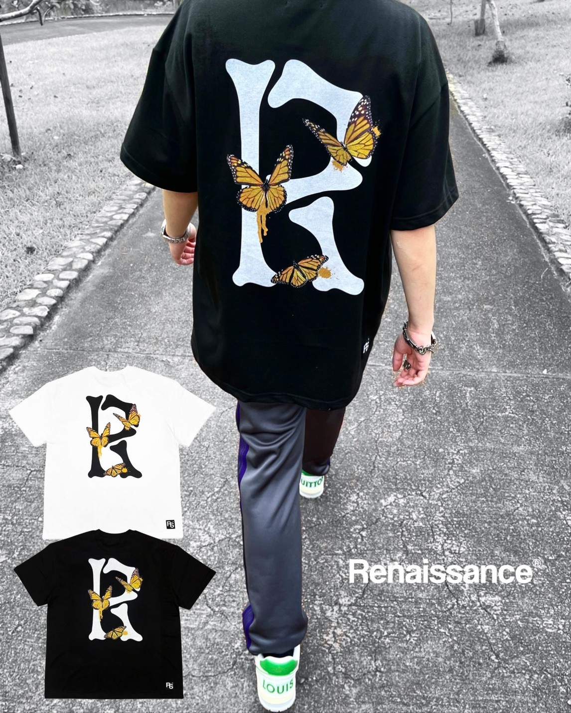 RENAISSANCE 爆款 蝴蝶 骨骼 骷髏 歌德字體 Logo 短袖 T