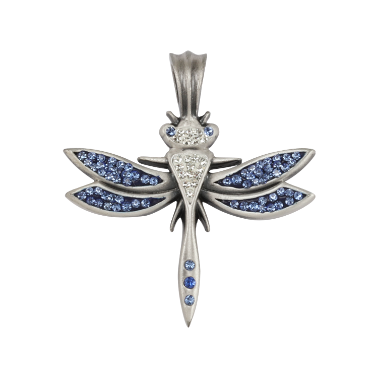 Bico吊墜，女士吊墜 雙色水晶蜻蜓；生命與愛情的蛻變 不含鍊子（2082藍色）