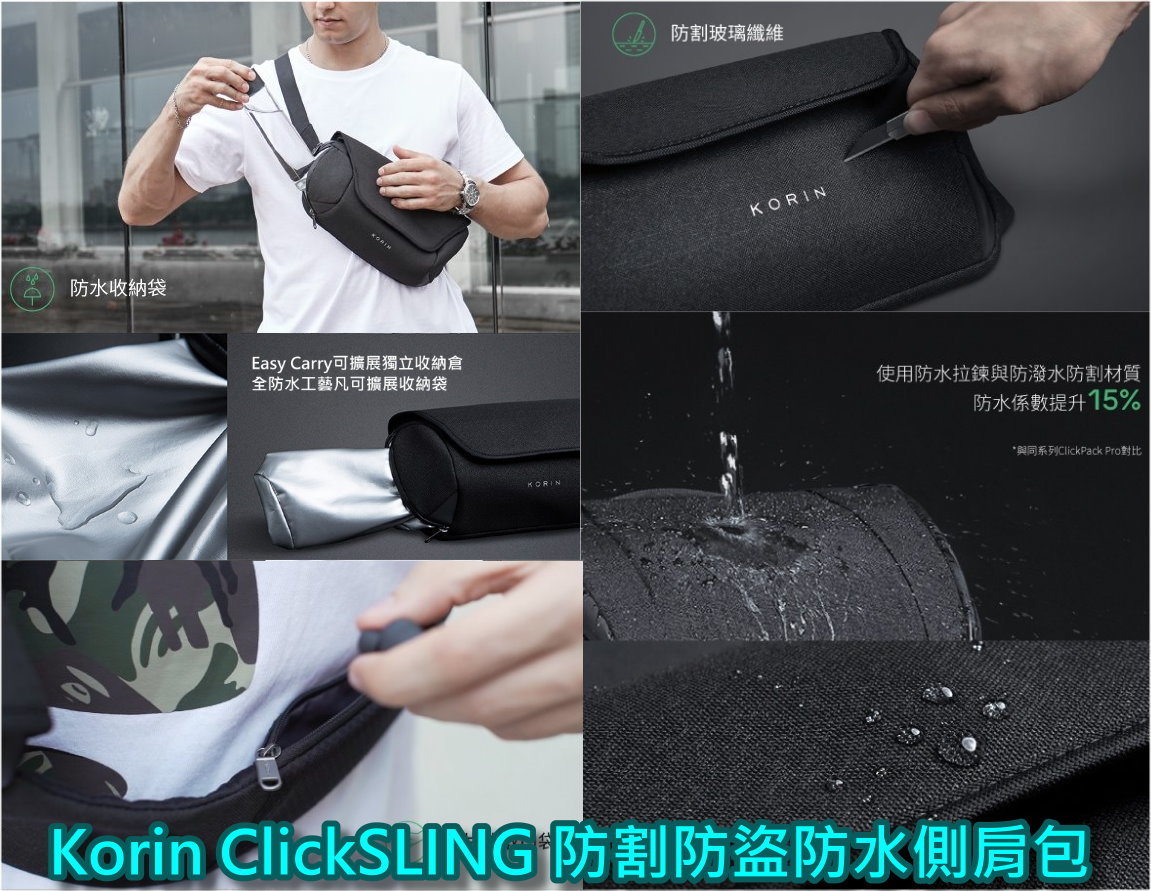 Korin ClickSLING 防割防盜防水側肩包