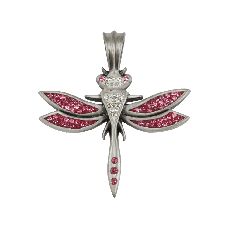 Bico吊墜，女士吊墜 雙色水晶蜻蜓；生命與愛情的蛻變 不含鍊子（2082粉紅）