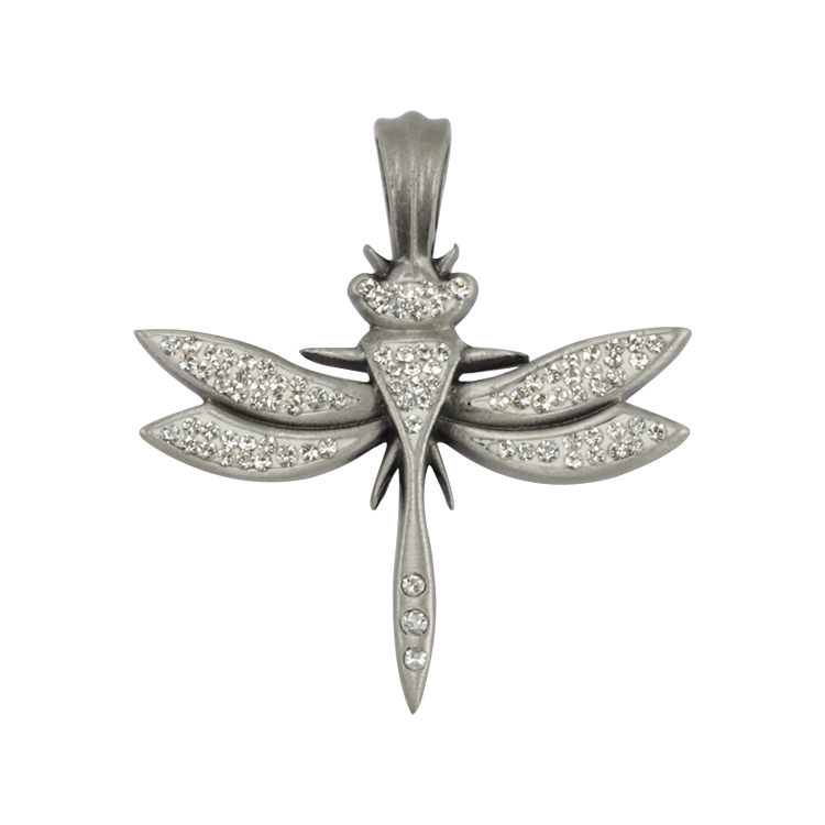 Bico吊墜，女士吊墜 雙色水晶蜻蜓；生命與愛情的蛻變 不含鍊子（2082白色）